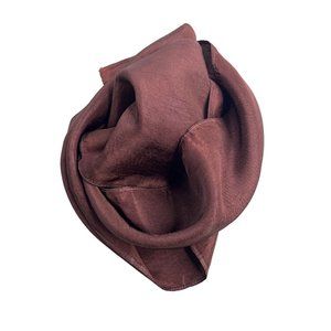 Vintage Rectangle Hair Scarf Lightweight Brown Purse Neck Wrap Accessories Satin